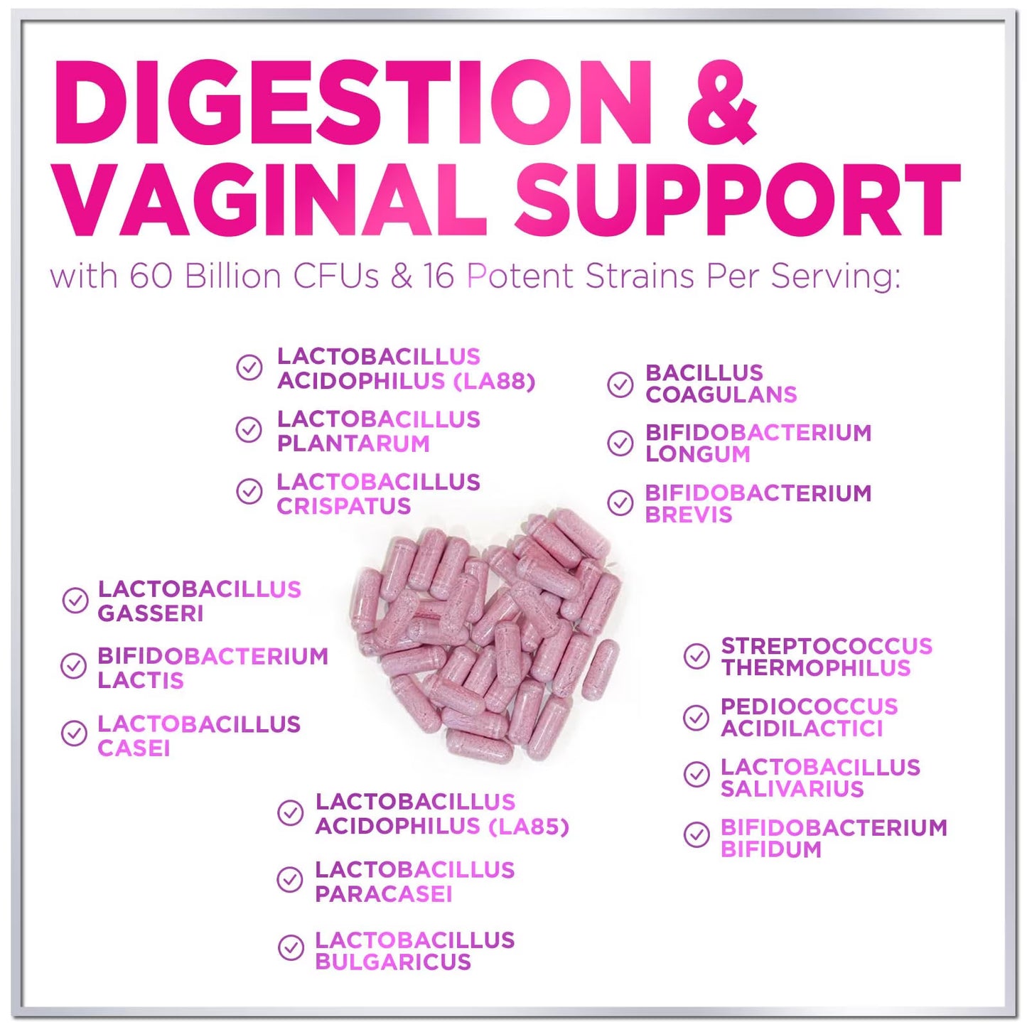 Probiotics for Women - Prebiotic and Probiotic Blend 60 Billion CFU per Serving - 16 Strain Women'S Probiotic for Ph Balance & Vaginal Support - Digestive & Immune Support, Bottled USA - 120 Capsules