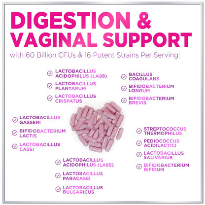 Probiotics for Women - Prebiotic and Probiotic Blend 60 Billion CFU per Serving - 16 Strain Women'S Probiotic for Ph Balance & Vaginal Support - Digestive & Immune Support, Bottled USA - 120 Capsules