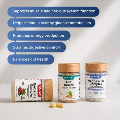 Metabolic Support Bundle - Gut Health + Berberine + Magnesium Complex - Supports Digestion, Energy & Daily Wellness - Probiotics & Essential Minerals - 3Rd Party Tested