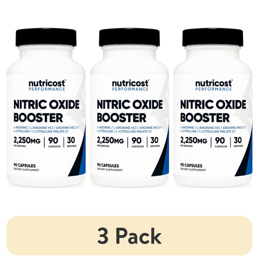 (3 Pack)  Nitric Oxide Booster (2250Mg) 90 Capsules - Gluten Free, Non-Gmo, 750Mg per Casule, 30 Servings