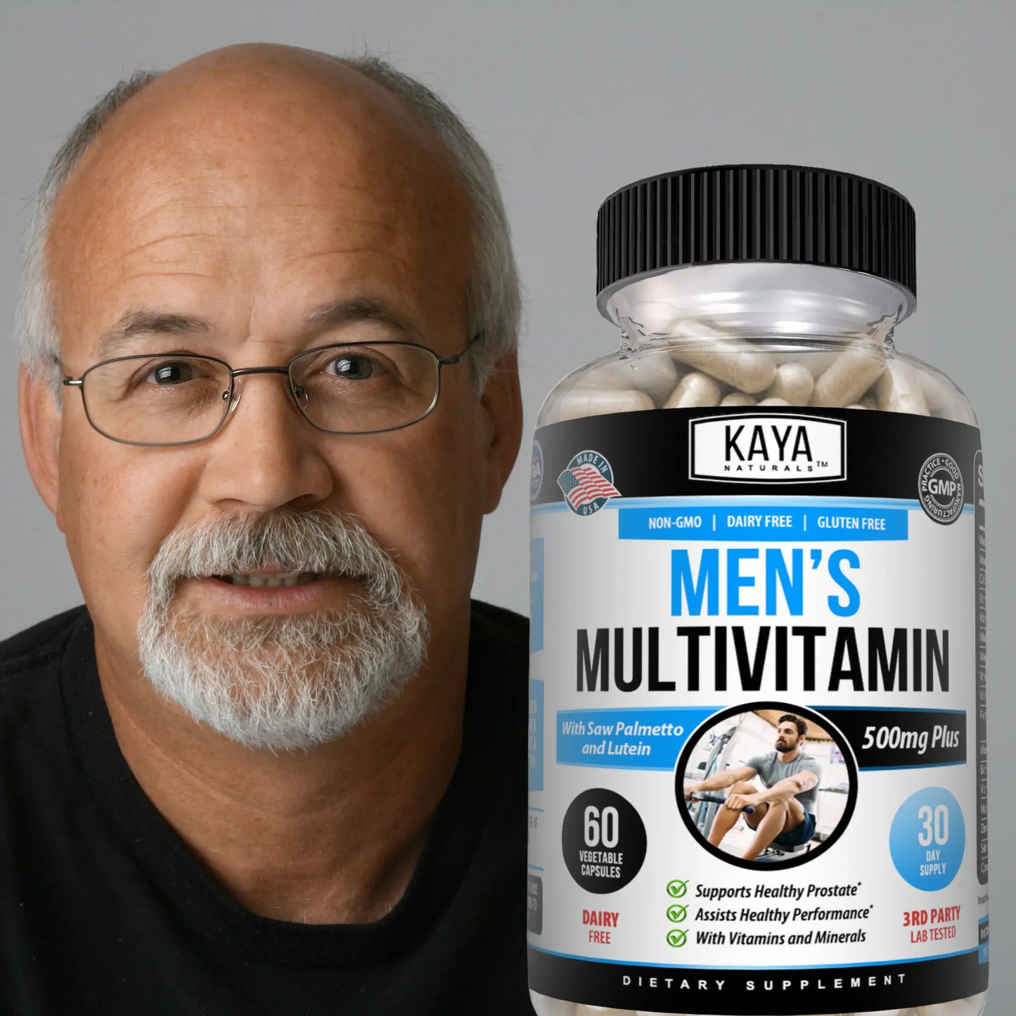 Kaya Naturals Multivitamin for Men - Men'S Prostate Multivitamin - Multi Mineral Daily Supplement - Pills for Men - Supports Healthy Prostate - Vitaminas Para Hombres - 60 Veggie Capsules