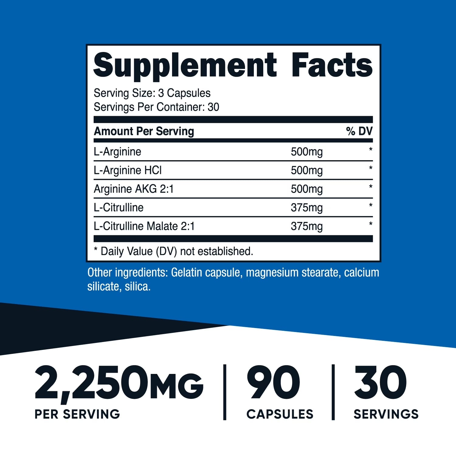 (3 Pack)  Nitric Oxide Booster (2250Mg) 90 Capsules - Gluten Free, Non-Gmo, 750Mg per Casule, 30 Servings