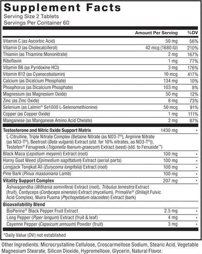 Force Factor Test X180 Alpha V2 T-Support for Men, T-Supplement to Help Build Strength, Boost Nitric Oxide, and Support Daily Performance, 120 Tablets