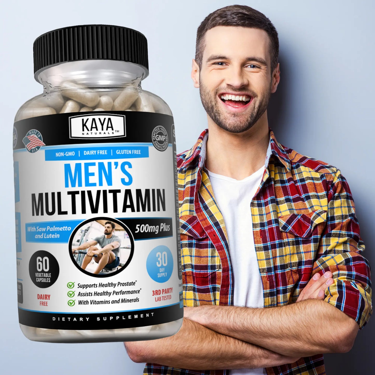 Kaya Naturals Multivitamin for Men - Men'S Prostate Multivitamin - Multi Mineral Daily Supplement - Pills for Men - Supports Healthy Prostate - Vitaminas Para Hombres - 60 Veggie Capsules