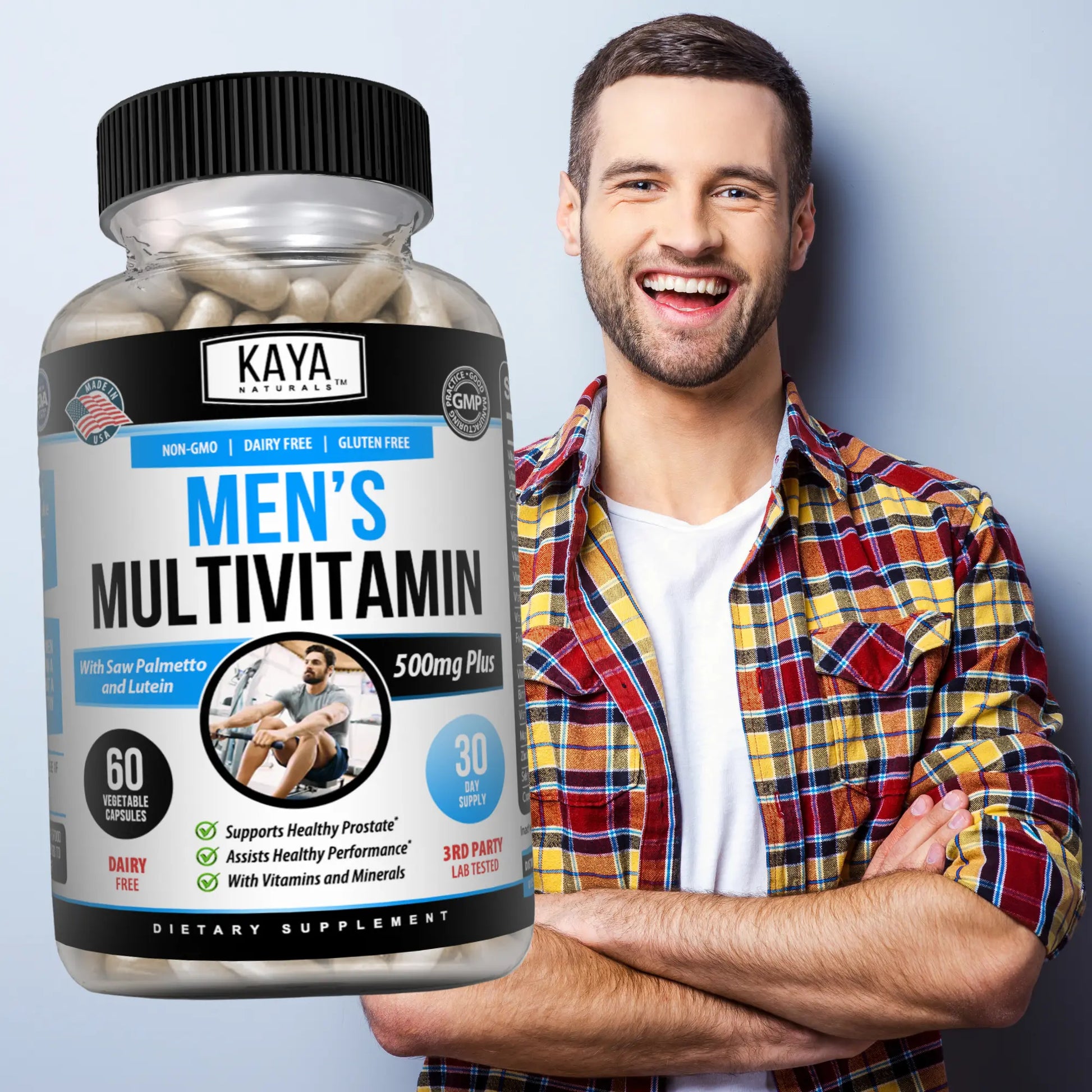Kaya Naturals Multivitamin for Men - Men'S Prostate Multivitamin - Multi Mineral Daily Supplement - Pills for Men - Supports Healthy Prostate - Vitaminas Para Hombres - 60 Veggie Capsules