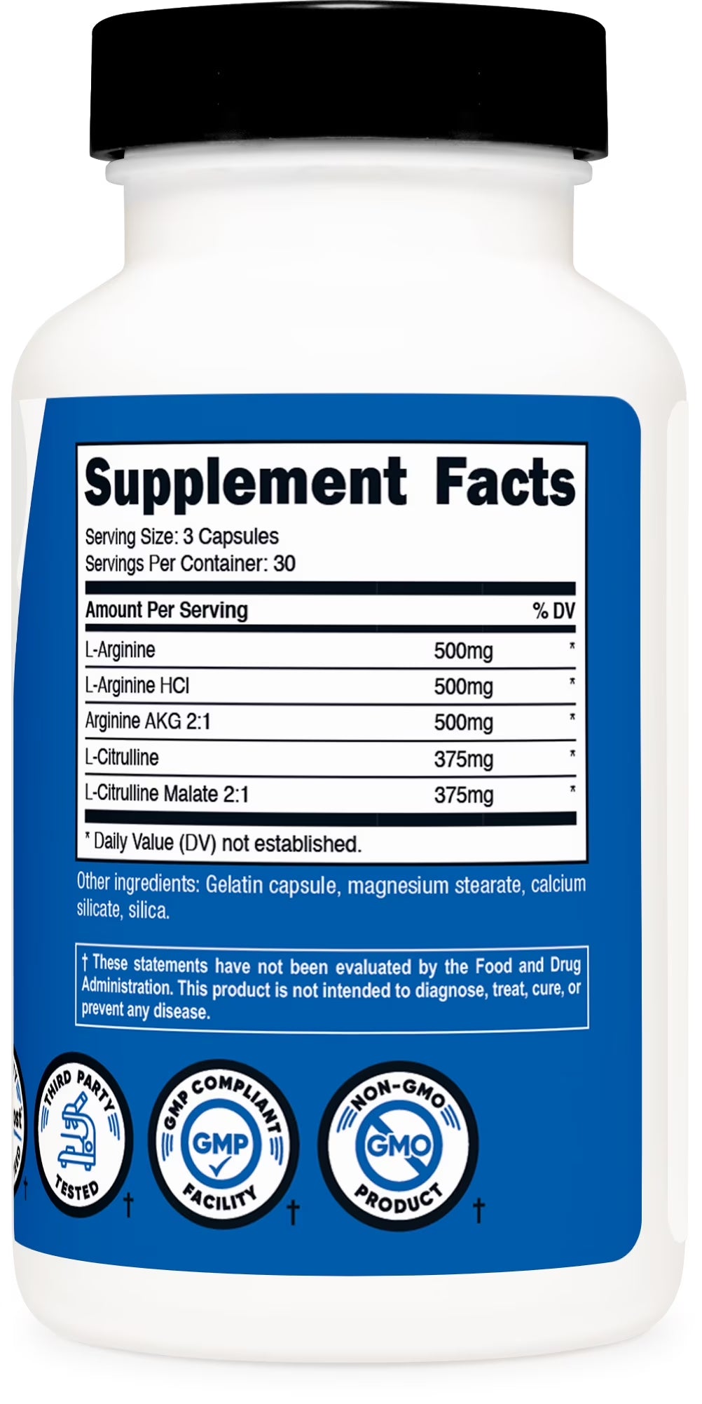 (3 Pack)  Nitric Oxide Booster (2250Mg) 90 Capsules - Gluten Free, Non-Gmo, 750Mg per Casule, 30 Servings