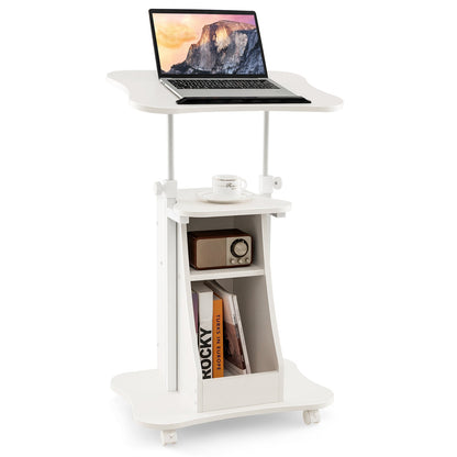 Sit-to-Stand Laptop Desk Cart Height Adjustable with Storage