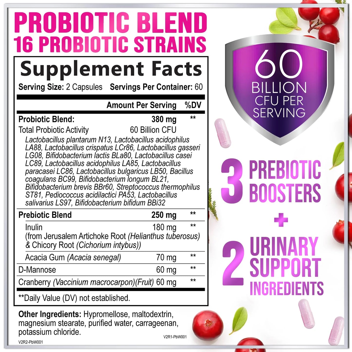 Probiotics for Women - Prebiotic and Probiotic Blend 60 Billion CFU per Serving - 16 Strain Women'S Probiotic for Ph Balance & Vaginal Support - Digestive & Immune Support, Bottled USA - 120 Capsules