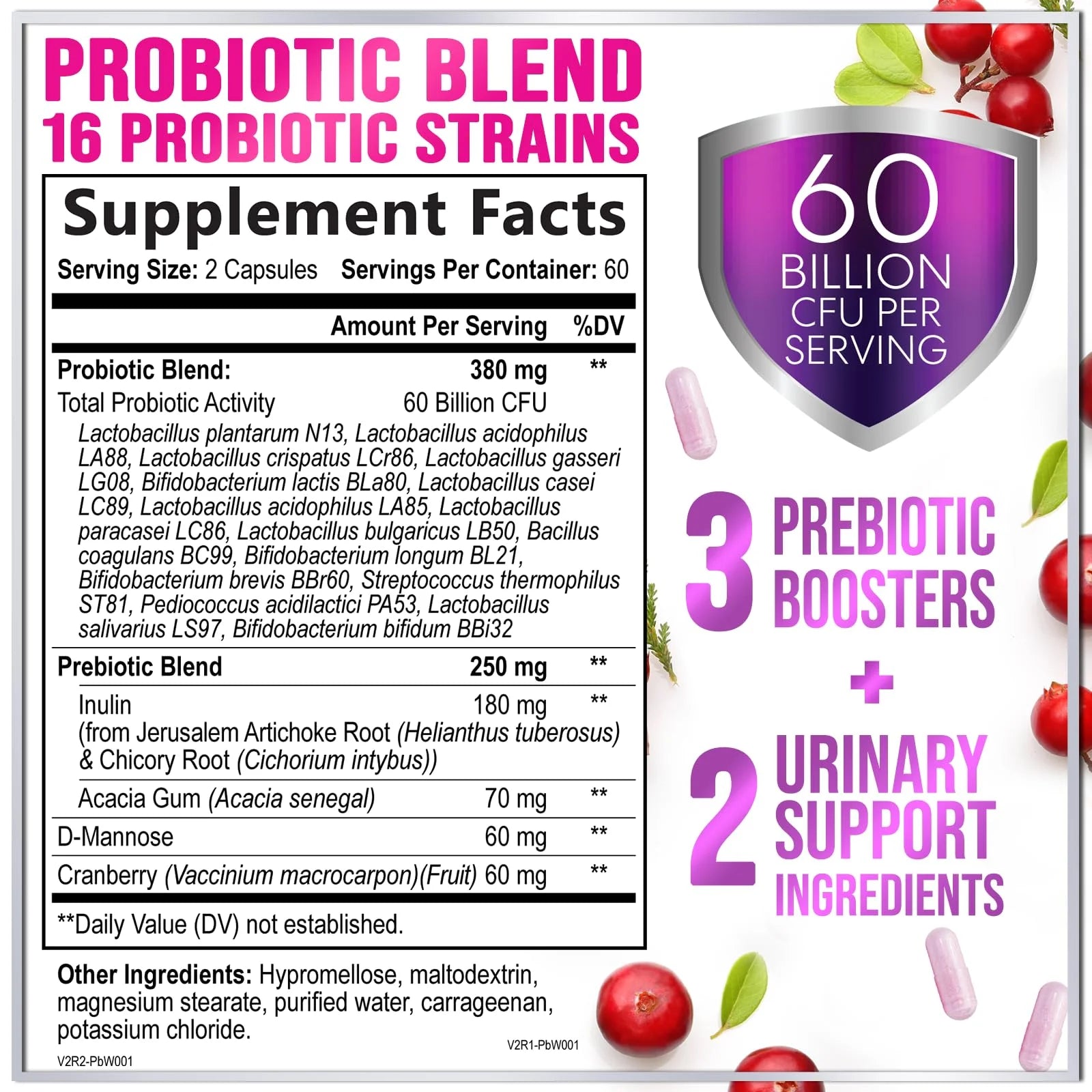 Probiotics for Women - Prebiotic and Probiotic Blend 60 Billion CFU per Serving - 16 Strain Women'S Probiotic for Ph Balance & Vaginal Support - Digestive & Immune Support, Bottled USA - 120 Capsules