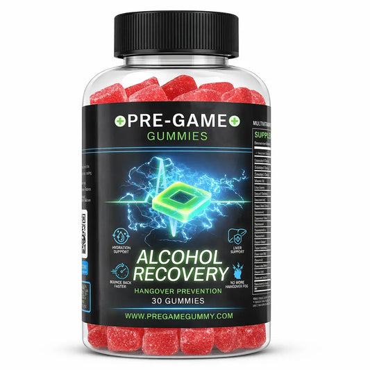 30-Count Natural Chewable Gluten-Free Watermelon Alcohol Recovery Gummies, Hangover Relief, Prop 65 Safe Pregame & Aftercare Snacks