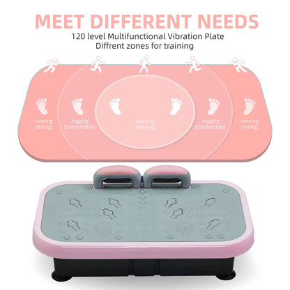 Vibration Plate Fitness Platform with handle Whole Body Exercise Machine with 120 Speed Levels, Lymphatic Drainage, Fat Burning, and Weight Loss, Perfect for Women, Men, and Home Gym exercise