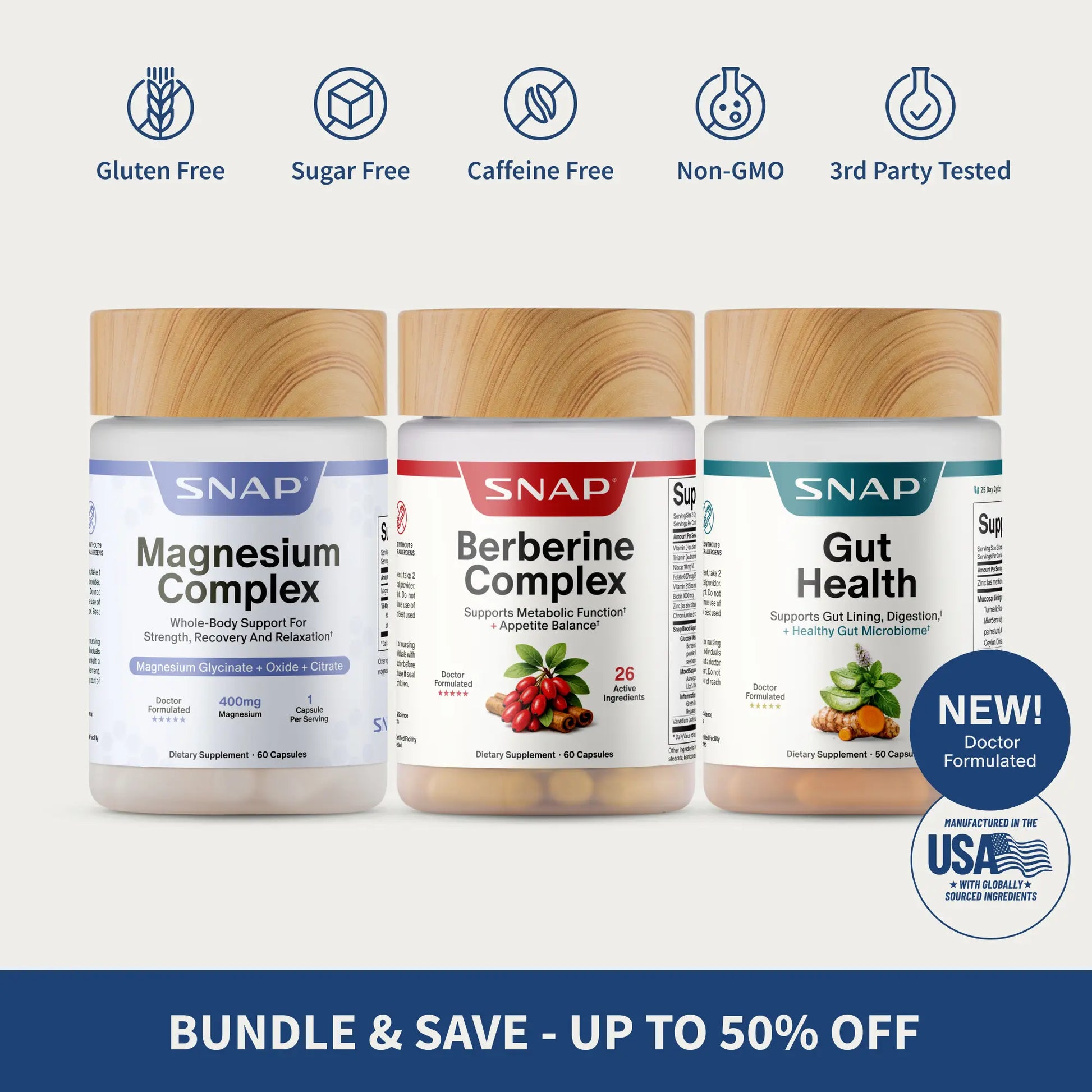 Metabolic Support Bundle - Gut Health + Berberine + Magnesium Complex - Supports Digestion, Energy & Daily Wellness - Probiotics & Essential Minerals - 3Rd Party Tested