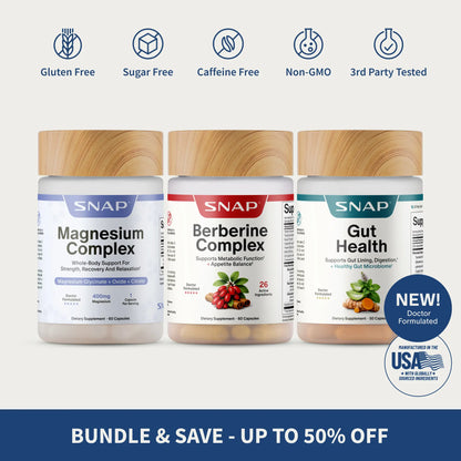 Metabolic Support Bundle - Gut Health + Berberine + Magnesium Complex - Supports Digestion, Energy & Daily Wellness - Probiotics & Essential Minerals - 3Rd Party Tested