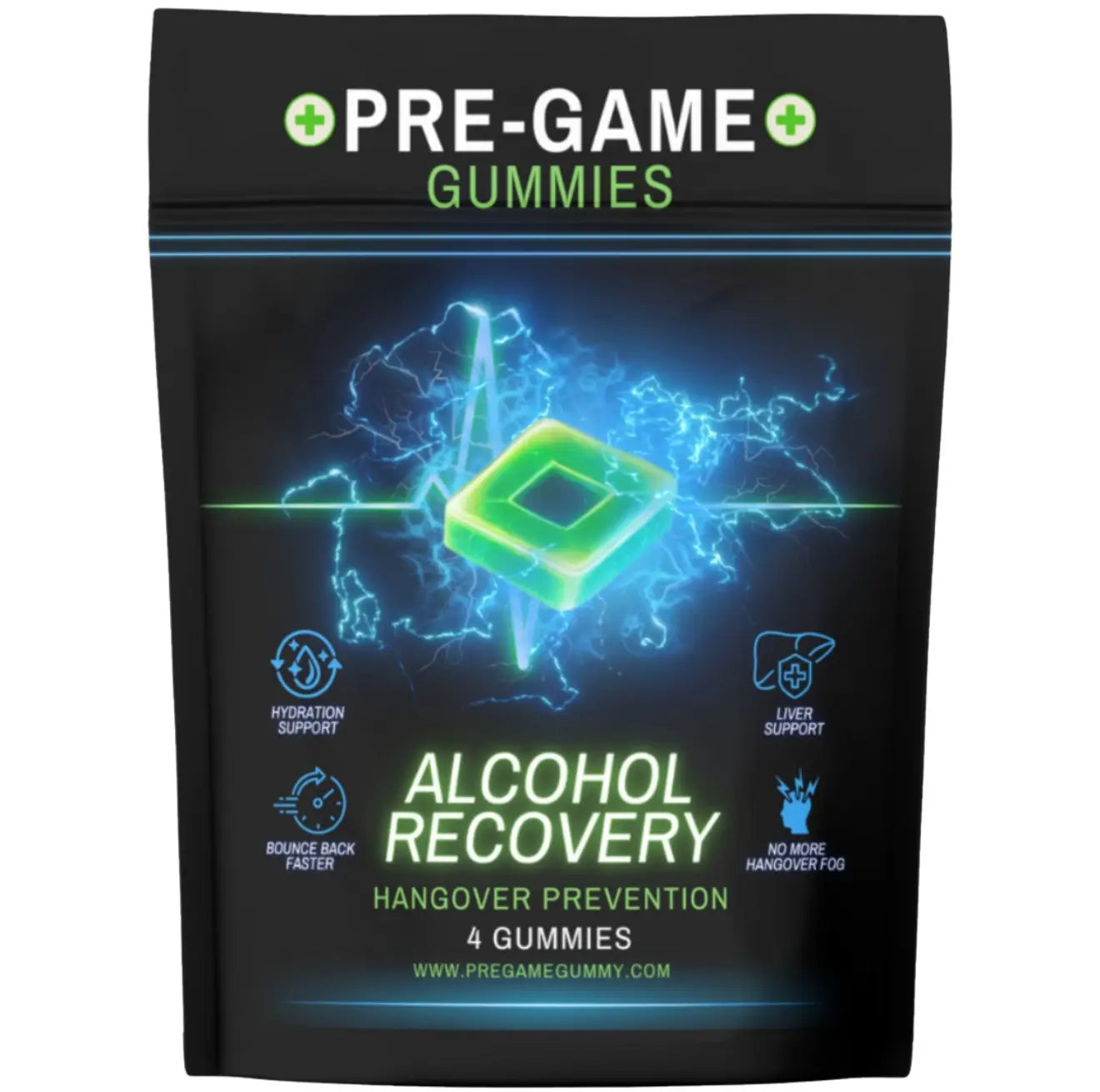 30-Count Natural Chewable Gluten-Free Watermelon Alcohol Recovery Gummies, Hangover Relief, Prop 65 Safe Pregame & Aftercare Snacks