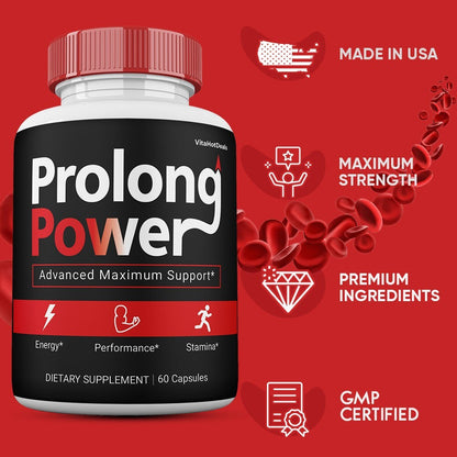 Prolong Power Capsules for Men, Max Strength Male Supplement Pills (3 Pack)