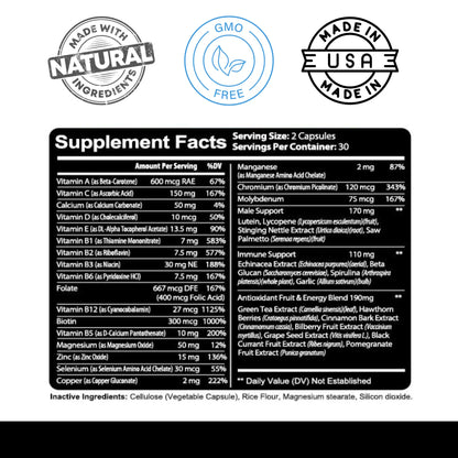 Kaya Naturals Multivitamin for Men - Men'S Prostate Multivitamin - Multi Mineral Daily Supplement - Pills for Men - Supports Healthy Prostate - Vitaminas Para Hombres - 60 Veggie Capsules