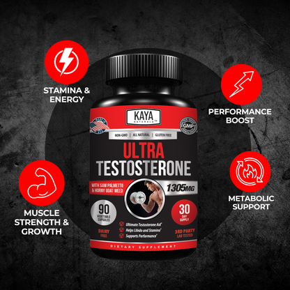 Natural Testosterone Booster 90Ct Increase Energy Improve Muscle Strength Growth