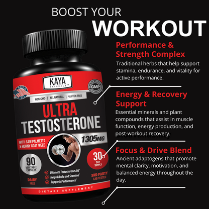 Natural Testosterone Booster 90Ct Increase Energy Improve Muscle Strength Growth